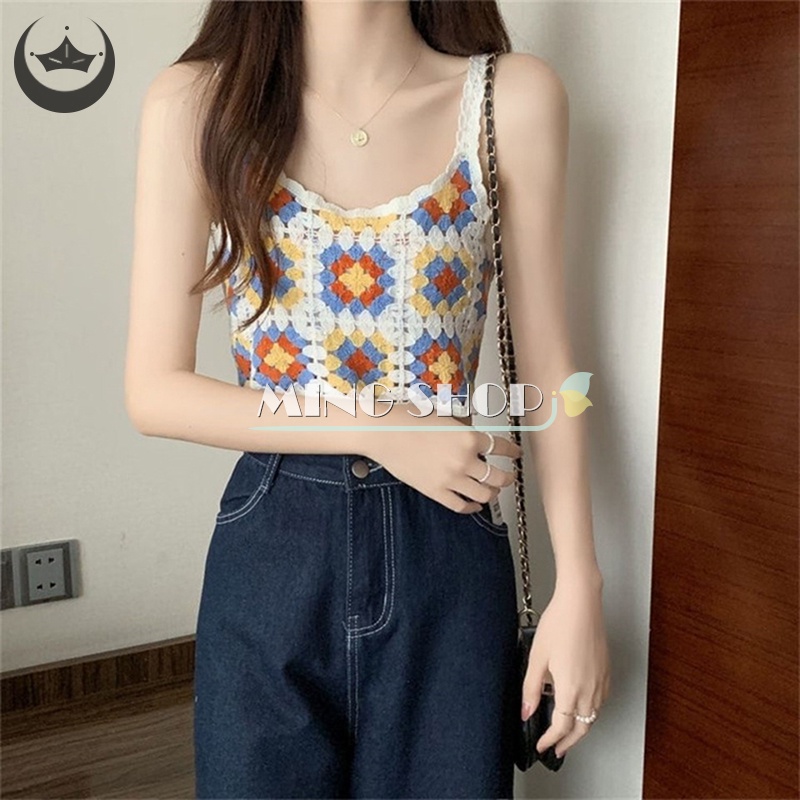 Áo Dệt Kim Hai Dây Thêu Họa Tiết Dân Tộc Phong Cách Retro Mùa Hè Dành Cho Nữ