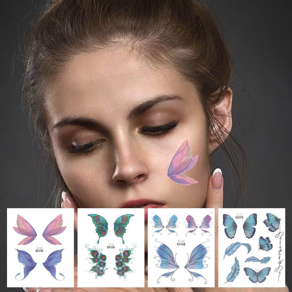Rebuy bướm hình xăm dán công cụ làm đẹp không thấm nước long lanh bướm đùi nghệ thuật cơ thể mặt hoa hình xăm dán