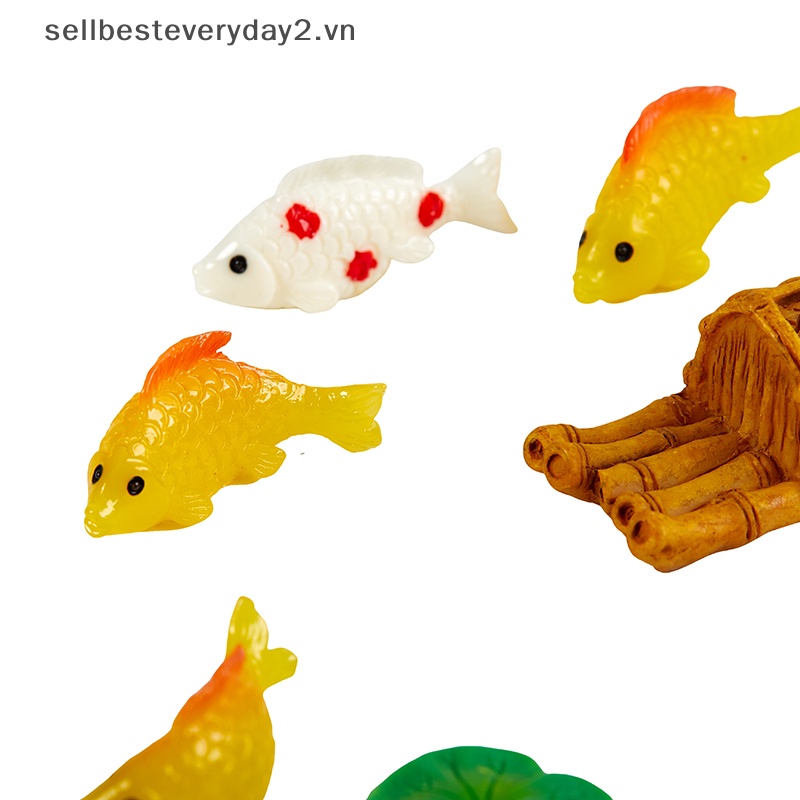 Mô Hình Cá Sen Mini Bằng Nhựa Resin Trang Trí Bể Cá Màu Sắc Sặc Sỡ DIY