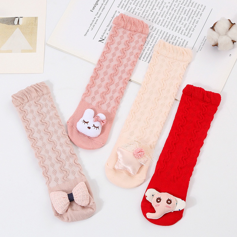 Bobora Vớ Dài Chống Trượt Màu Trơn Kiểu Công Chúa Cho Bé Gái