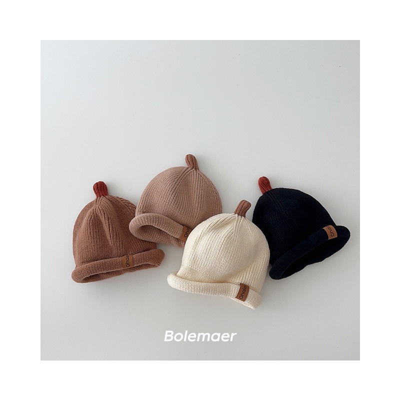 Mũ Len Beanie Màu Trơn Dễ Thương Cho Bé