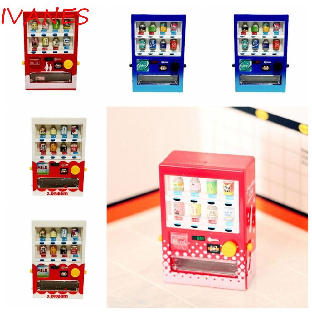 Ivanes mô phỏng đồ uống máy bán hàng tự động, giáo dục mini, máy cuộn trang trí cá tính 1: 12 nhà búp bê mẫu giáo