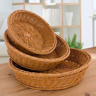 Giỏ tròn đan lát đựng bánh mì / trái cây / mỹ phẩm để bàn nhà bếp