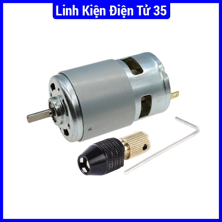 Bộ máy khoan 555/775 độ chính xác cao đầu kẹp trục 5mm chế máy khoan, máy cắt siêu khoẻ gồ 1 động cơ + 1 trục kẹp