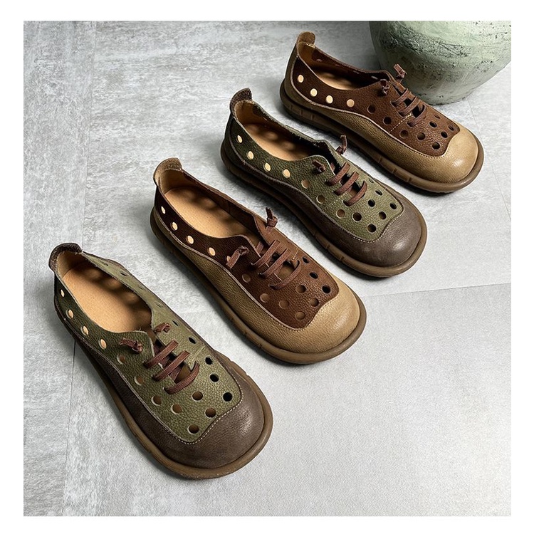 Xăng đan Da crocs Phong Cách vintage Thời Trang 2023 Cho Nữ