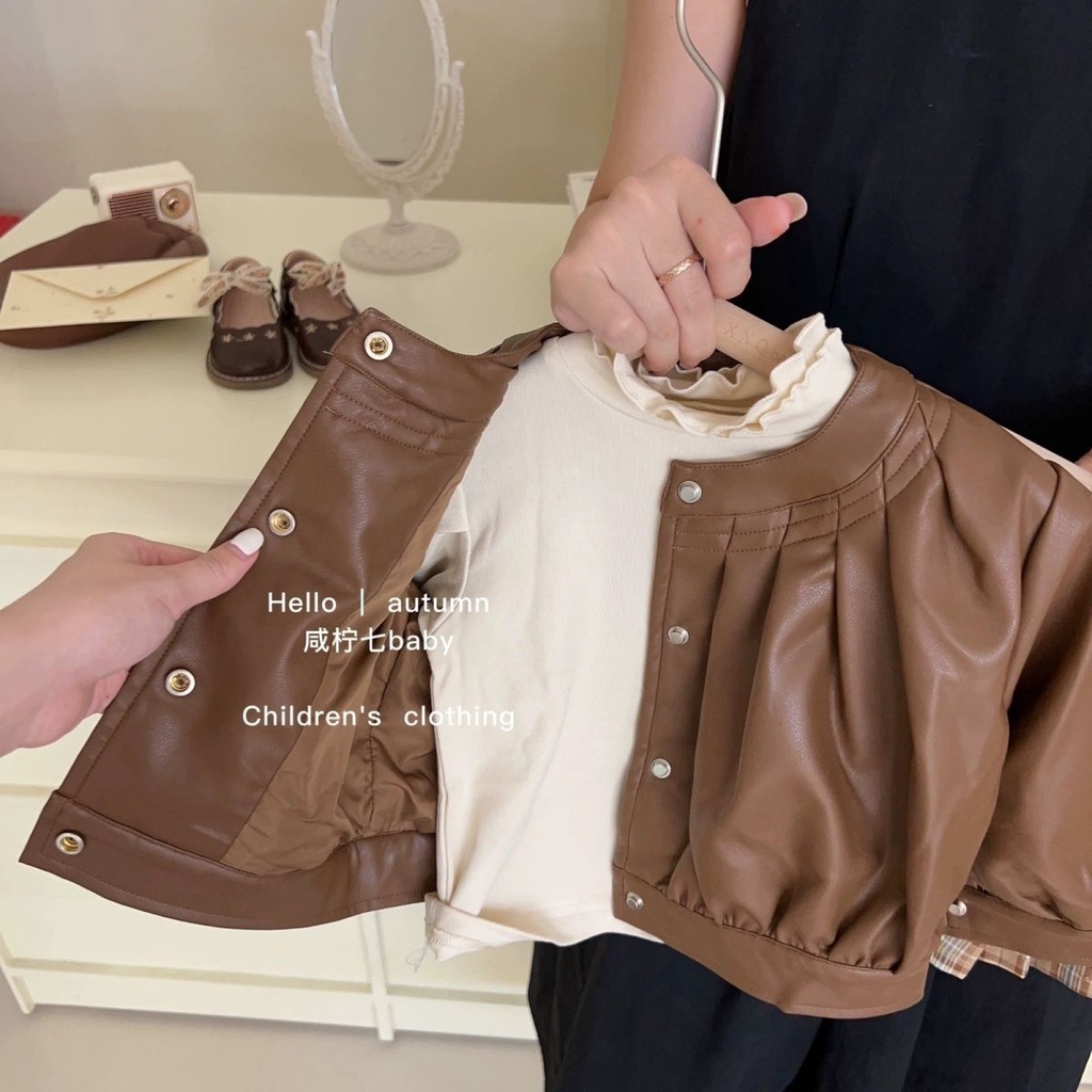 Áo Khoác Da Thời Trang Mùa Thu 2023 Dành Cho Bé Gái