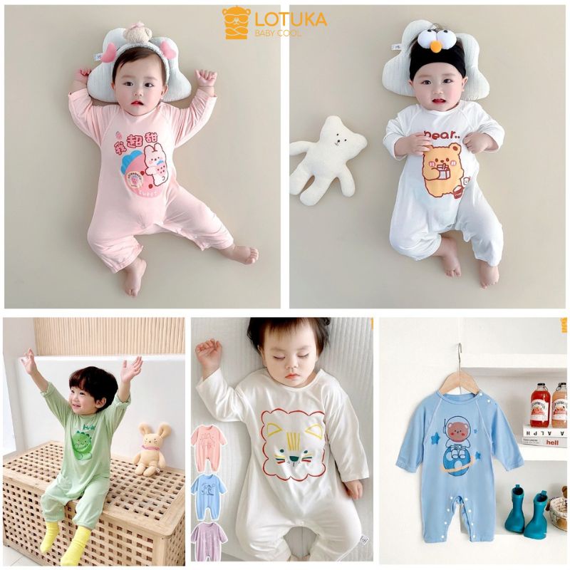 Bodysuit Dài Tay LOTUKA Cho Bé, Bộ Đồ Liền Thân Cho Bé Trai Bé Gái, Quần Áo Trẻ Em In Hình Dễ Thương Size 3-12kg