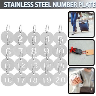 Stainless Steel Numbered Tags Round Numbered Tags ID Tags Key Tags with Key Ring