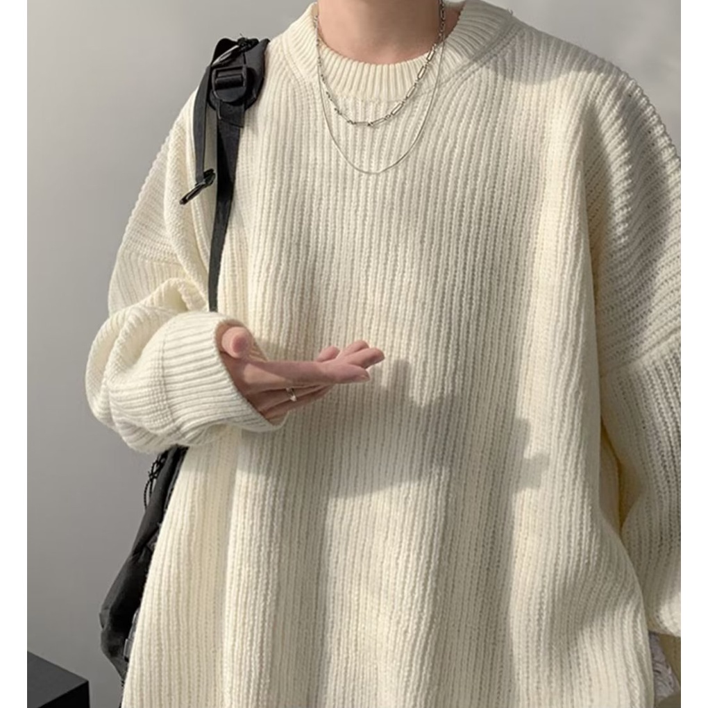 Áo Sweater Dệt Kim Tay Dài Màu Sắc Đơn Giản Giữ Ấm Mùa Đông Phong Cách Hàn Quốc Cho Nam Và Nữ