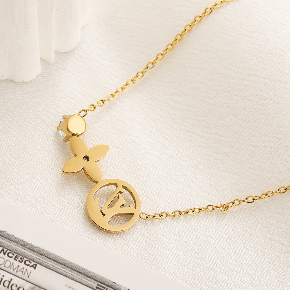 Vòng cổ Thép Titan Họa Tiết lv louis vuitton Thanh Lịch Cho Nam Và Nữ