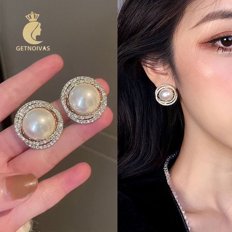 Khuyên tai GETNOIVAS đính đá phối ngọc trai giả sang trọng
