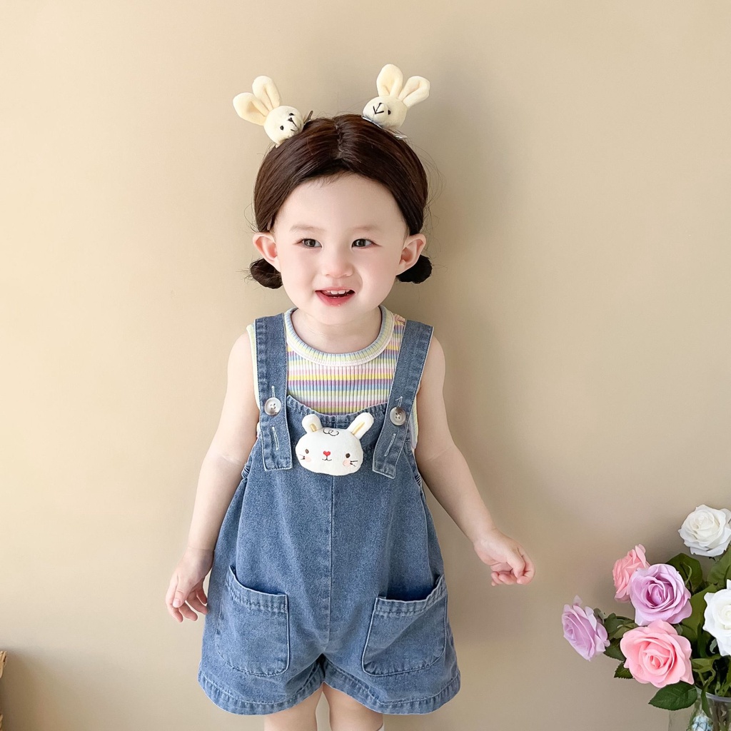 Set 2 Yếm Hình Thỏ 8-18kg + Áo tank top Cho Bé Gái