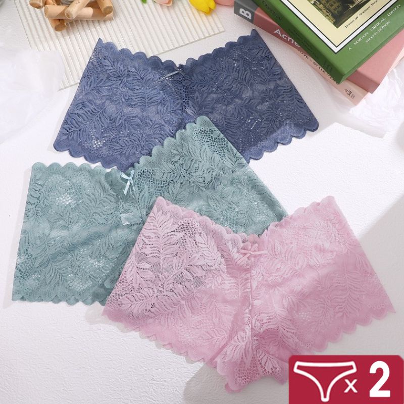 CuteByte Set 2 Quần Lót Ren Hoa Thoáng Khí Gợi Cảm Cho Nữ