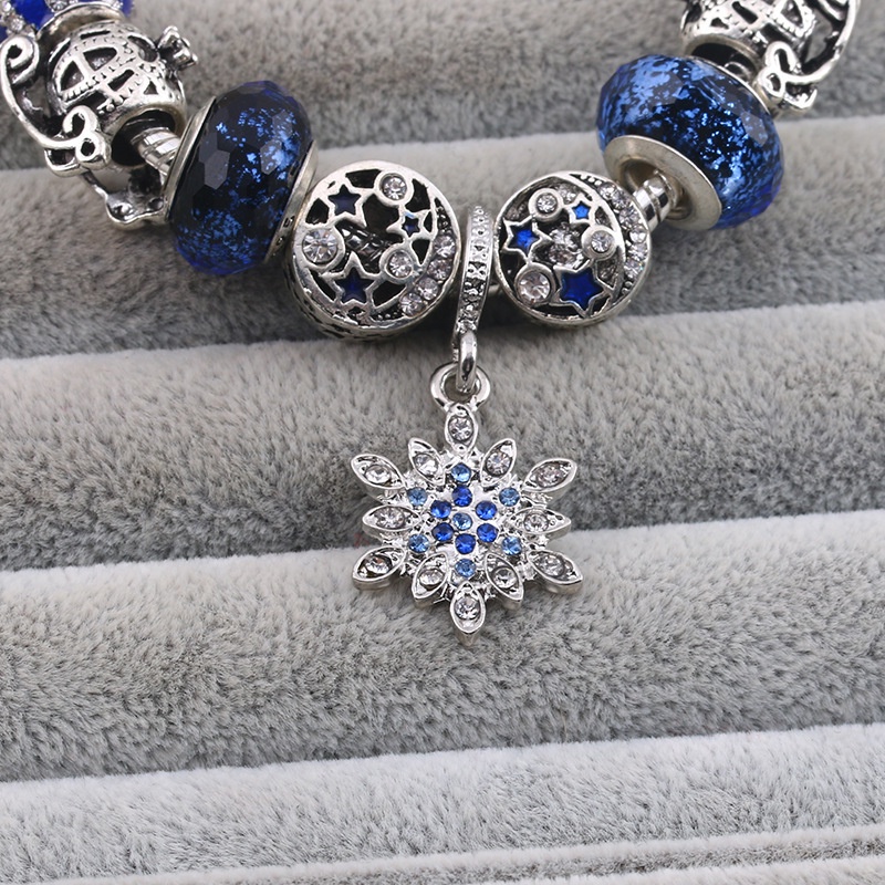 Hạt Charm Hình Bông Tuyết Đính Pha Lê Màu Xanh Dương Làm Trang Sức Thủ Công Dành Cho Bạn Nữ Trẻ Em Dropshipping