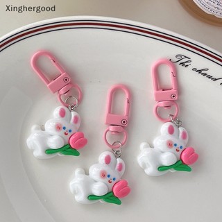 Móc khóa hình thỏ và hoa tulip mini dễ thương