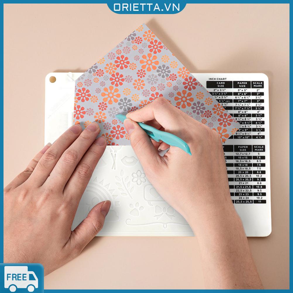 ❖Dây Cáp Orietta Làm Từ Chất Liệu Pvc♪ Bảng Nhựa Có Thước Đo Kèm Thẻ Cắt Giấy Dập Nổi Họa Tiết Kẻ Sọc Để Làm Sổ Lưu Niệm Thủ Công DIY