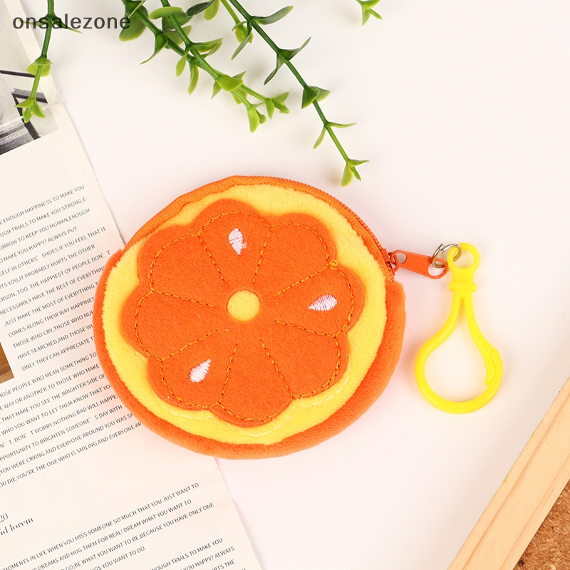 Onsale 1pc hình dạng trái cây dễ thương ví tiền xu sang trọng dưa hấu dứa cam dâu túi ví móc khóa túi tiền xu cho trẻ em ví mới