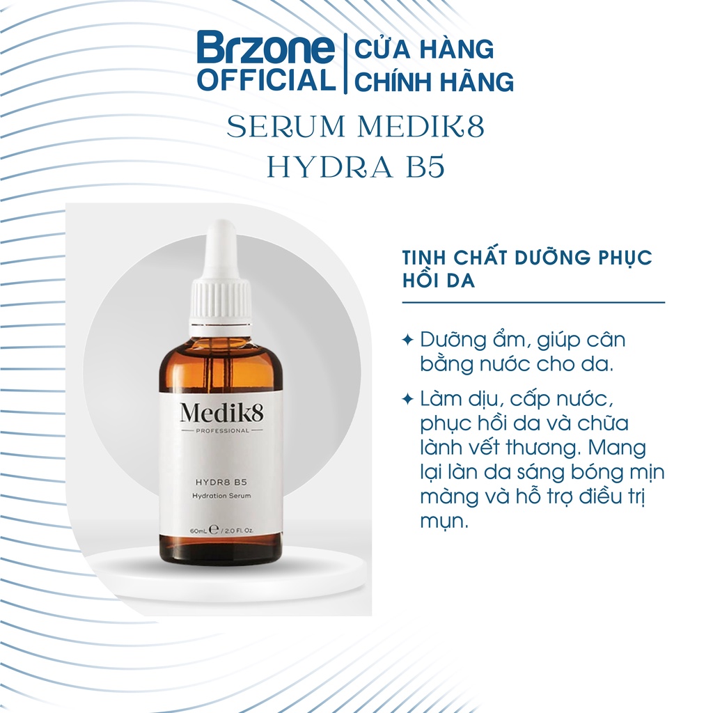 Tinh chất dưỡng phục hồi da da Serum Medik 8 Hydro B5 60ml - BRZONE OFFICIAL