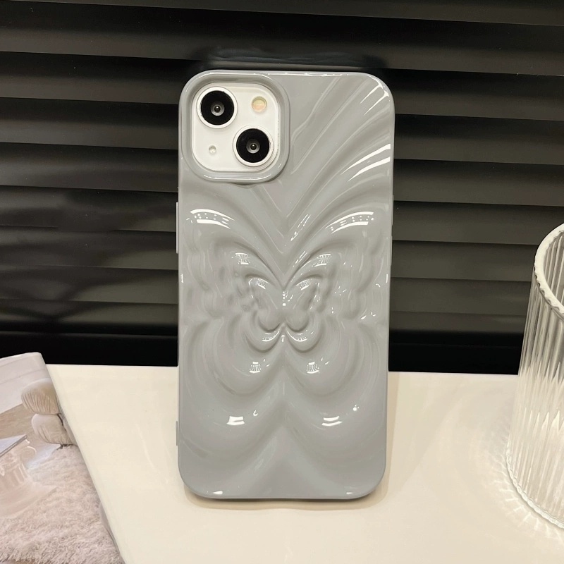 Y2k silver butterfly 3d water ripple phone case iphone 14 13 12 11 pro max món quà bìa mềm phong cách dễ thương hàn quốc