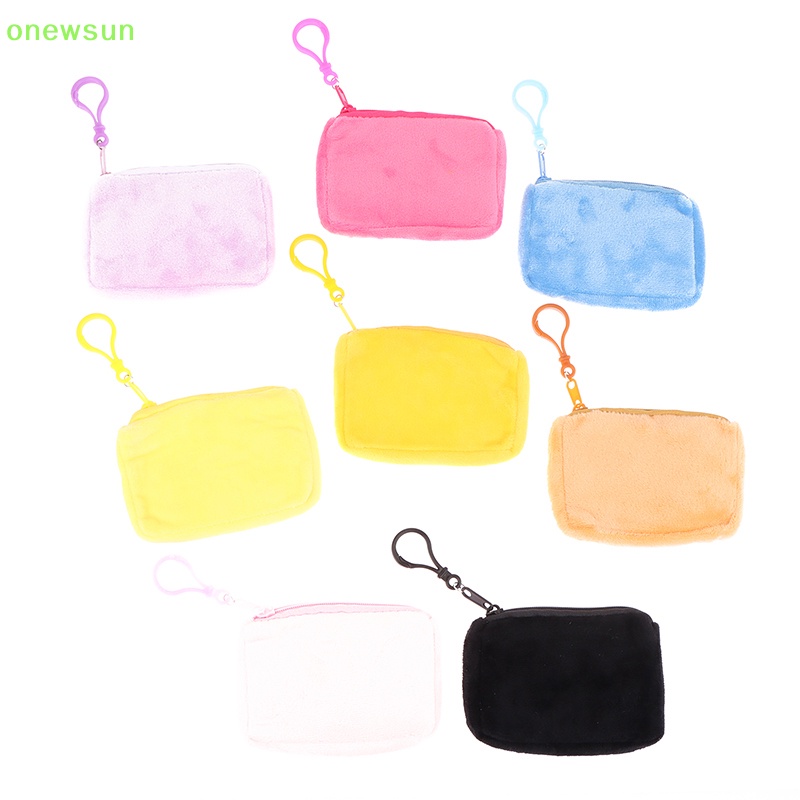 Onewsun màu kẹo dễ thương sang trọng ví tiền xu phụ nữ tối giản hình vuông thay đổi túi ví đựng tai nghe túi đựng chìa khóa mới
