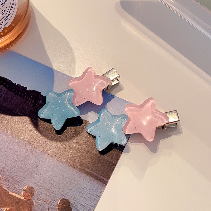 Kẹp tóc ngôi sao màu hồng xanh hàn quốc nữ kẹp tóc ngôi sao dễ thương
