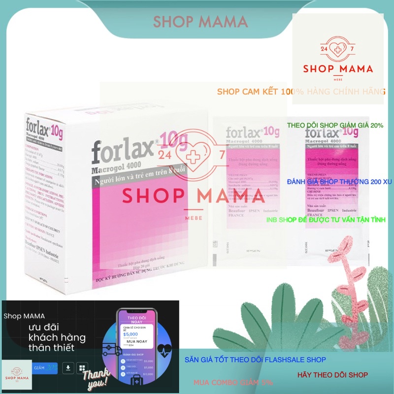 Forlax 10g hộp 20 gói - Giảm Táo Bón hiệu quả, Hàng nhập khẩu chính hãng
