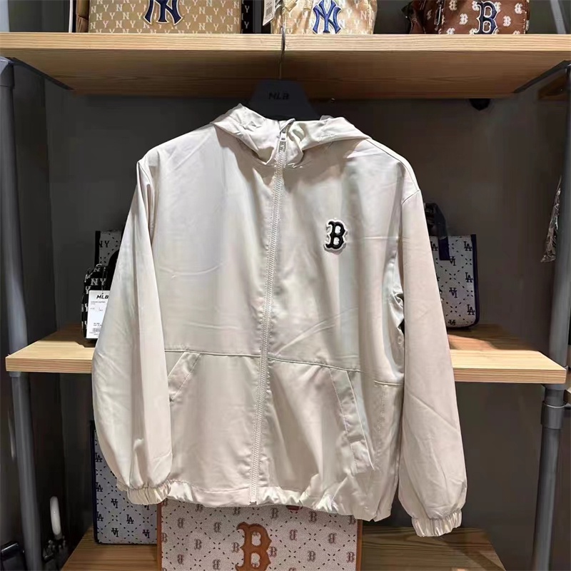 Áo Khoác Gió Thêu logo mlb ny 100% Chính Hãng Có Khóa Kéo Thời Trang Cho Nam Và Nữ
