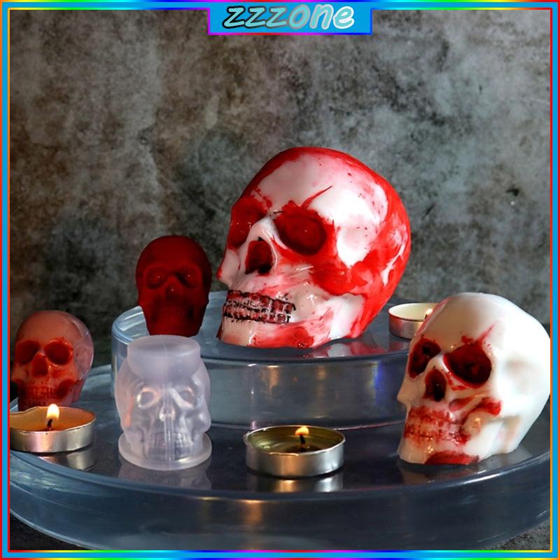 Zzz khuôn nhựa đầu lâu silicone khuôn nến đầu lâu cho đồ dùng tiệc halloween tự làm nhựa xà phòng làm nến