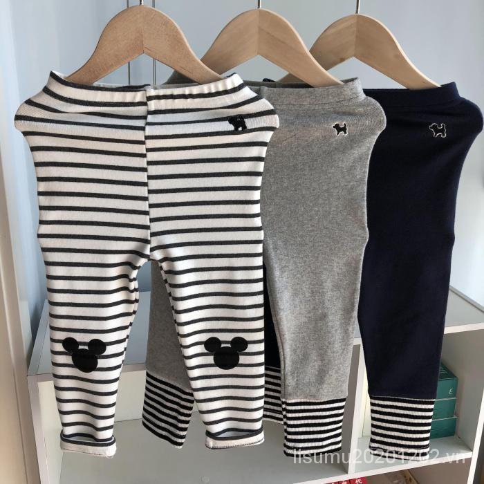 Quần Legging Dài Dáng Ôm Họa Tiết Kẻ Sọc Phong Cách Hàn Quốc Thời Trang Xuân Thu Xinh Xắn Cho Bé Gái