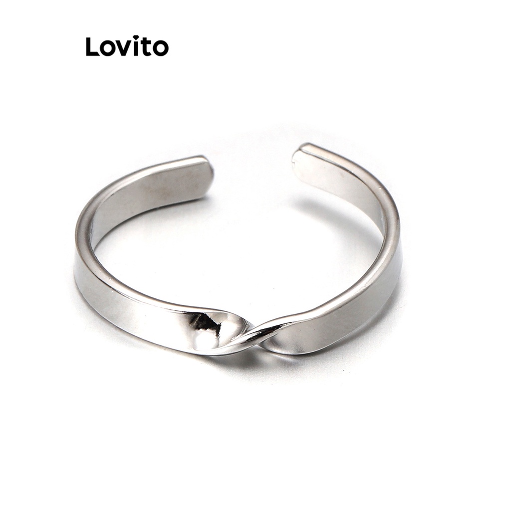 Nhẫn nữ Lovito kim loại màu trơn phong cách thường ngày L60AD042