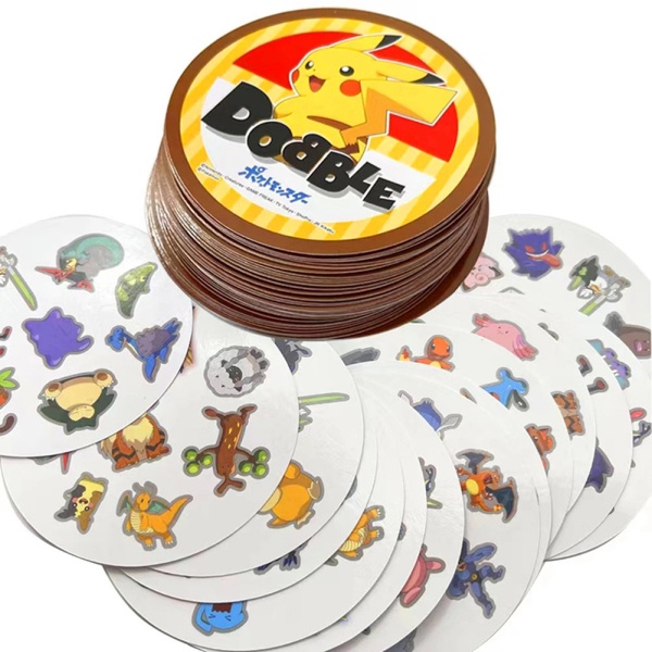 Lin spot it game phim hoạt hình anime dobble pokemon doraemon english cards board game for party kids quà tặng