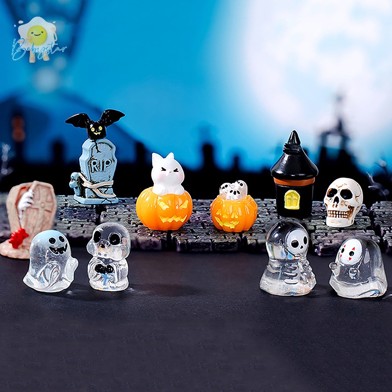 Itht> 2023 halloween vi cảnh thu nhỏ bức tượng nhỏ bằng nhựa thủ công mini đồ trang trí vườn cổ tích dễ thương bí ngô ma cà rồng trang trí mới