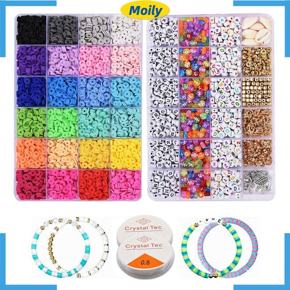Moilyvn spacer beads, trang sức làm bộ vòng tay phụ kiện đất sét polymer, thời trang diy craft kit vòng cổ mặt dây chuyền bông tai hạt đất sét vòng tay