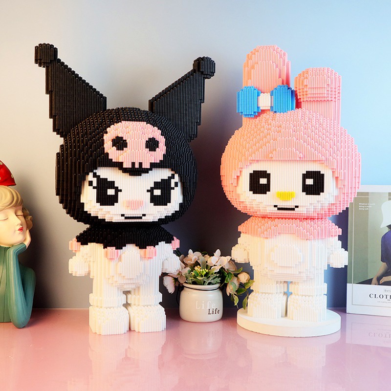 Xếp hình kuromi 55cm, melody 52cm, đồ chơi lắp ráp mô hình kuromi lớn