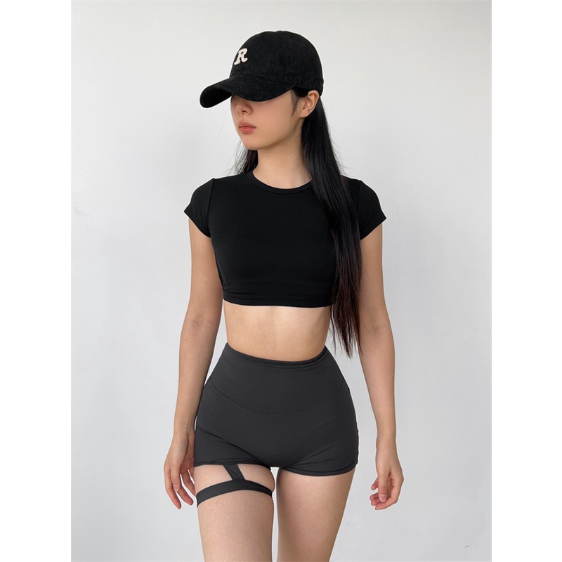 Áo Thun Thể Thao Ngắn Tay Hở Lưng Quyến Rũ Hở Lưng Tập yoga Chạy Bộ