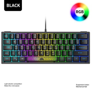 Bàn phím trò chơi wolf k61rgb miễn phí 62 phím rgb light bàn phím mini 60% bàn phím máy tính xách tay chơi game