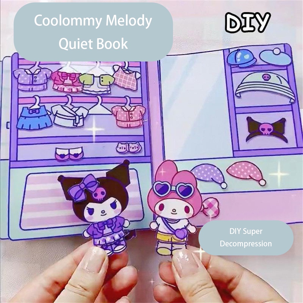 Sách Hình Dán kuromi melody Mặc Đầm diy Sáng Tạo