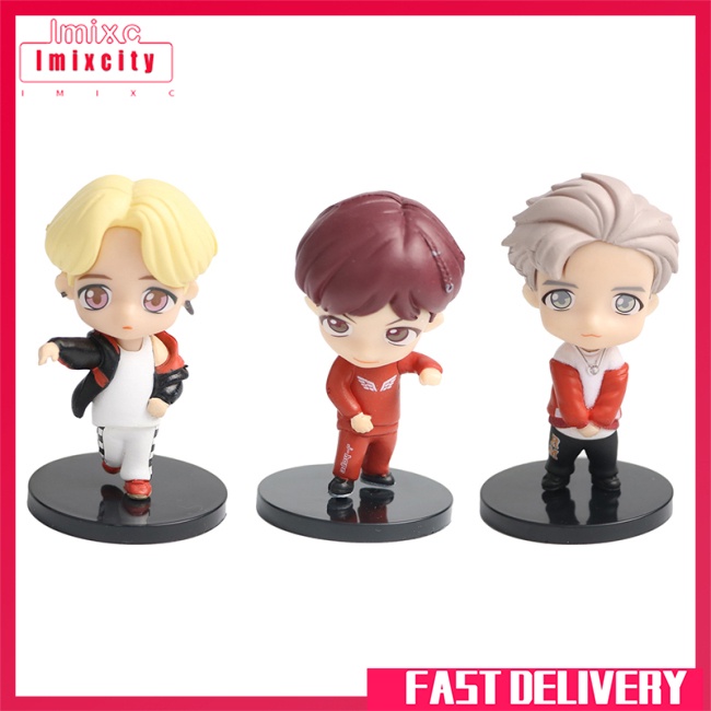 Set 7 mô hình mini IMIXCITY BTS Tinytan anime nhóm Bangtan Boys làm đồ chơi quà tặng cho người hâm mộ