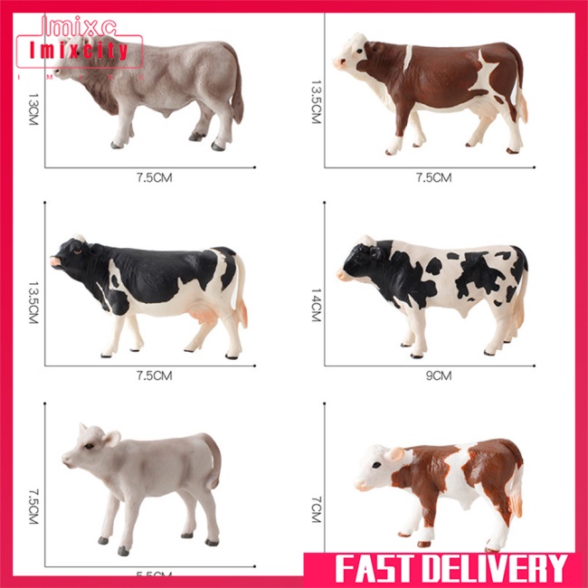 Imixcity mô phỏng con bò sữa hình hành động thực tế dễ thương động vật trang trí mô hình cho bộ sưu tập trẻ em