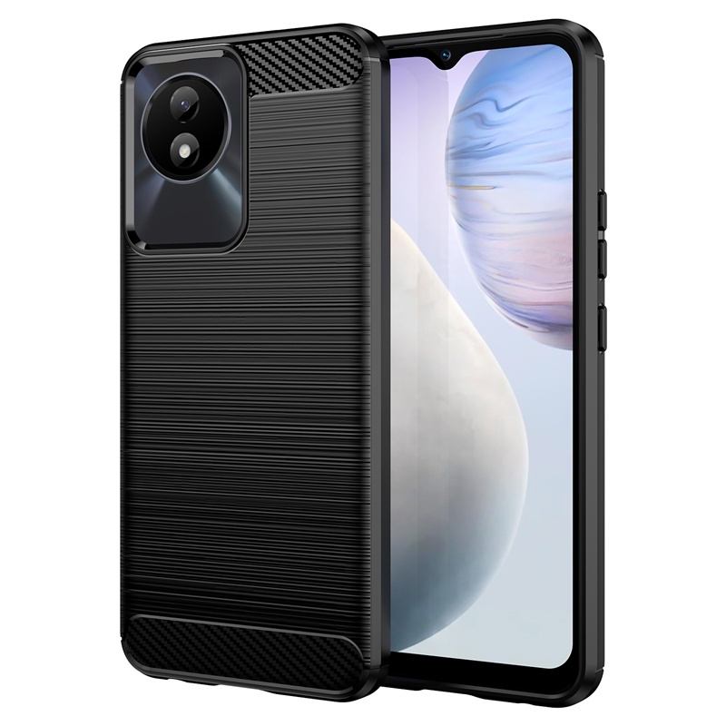 Đối với ốp lưng vivo y02t y 02t armor sợi carbon tpu ốp lưng silicon mềm vỏ điện thoại