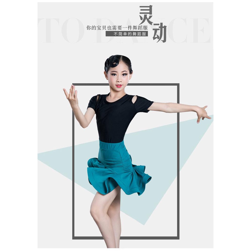 Trang phục khiêu vũ latin váy khiêu vũ trang phục trẻ em cô gái thực hành trang phục chia trang phục khiêu vũ ngắn-