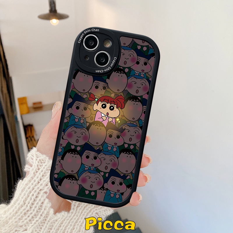Cặp đôi ốp lưng mềm tương thích cho iphone 11 12 pro max 8 7 6 6s plus se 2020 x xs max 13 14 7plus xr phim hoạt hình dễ thương bút chì màu shin-chan fashion girl boy ốp lưng tpu mềm chống sốc