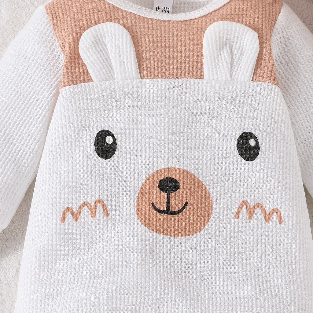 Bộ mũ quà tặng Body bé trai Gái đồ sơ sinh từ 0 đến 18 tháng bodysuit liền thân In Hình  tai Gấu Hoạt Hình Dễ Thương dài tay quần áo cho bé trẻ em