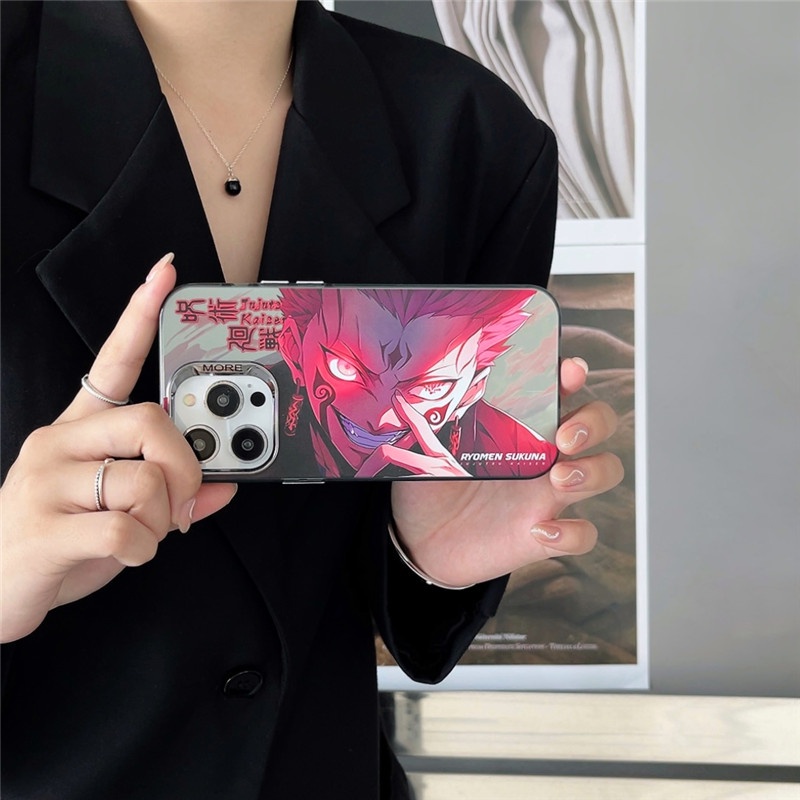 Color-plated jujutsu kaisen gojo satoru anime cartoon phone case cho iphone 11 14 13 12 pro max cover
