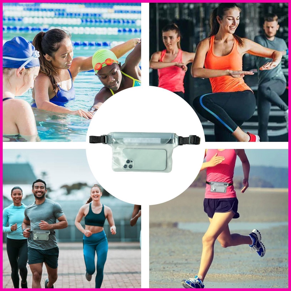 Điện thoại không thấm nước fanny pouch điện thoại fanny pack mobile belt bag túi chống nước 3-layer dung tích cao để bơi lrnvn