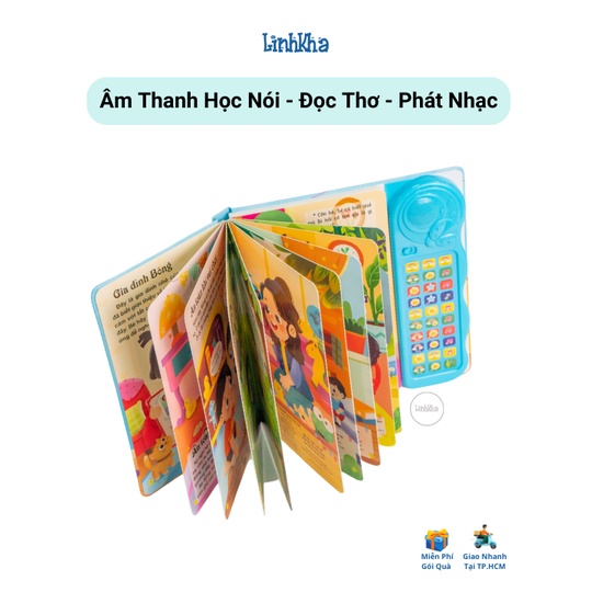 Sách Âm Thanh Bé Học Nói - Có Đọc Thơ Và Bài Hát - 30 nút - Đinh Tị