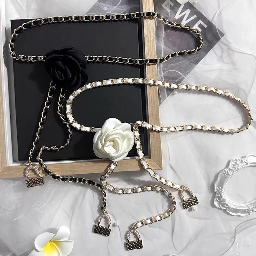 Dây Xích Đeo Hông Bằng Kim Loại Họa Tiết Hoa Trà Trang Trí Đầm y0t4