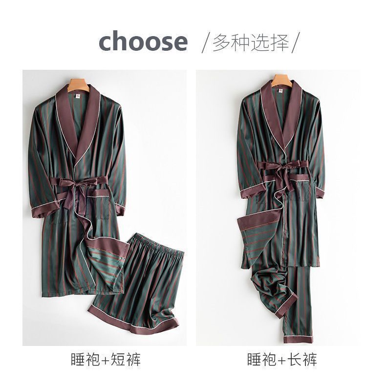 Áo Choàng Tắm Bằng Lụa Lạnh Mỏng Dáng Rộng Phong Cách Hàn Quốc Thời Trang Xuân Hè Cho Nam
