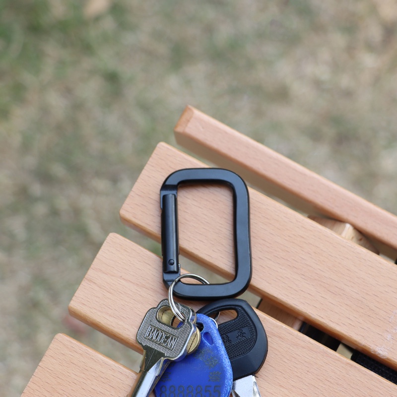 Móc Khóa Carabiner  Không Gỉ Nhanh Chóng  Móc Khóa Treo Ba Lô Đa Năng Hình Vuông Màu Đen Dùng Khi Đi Cắm Trại