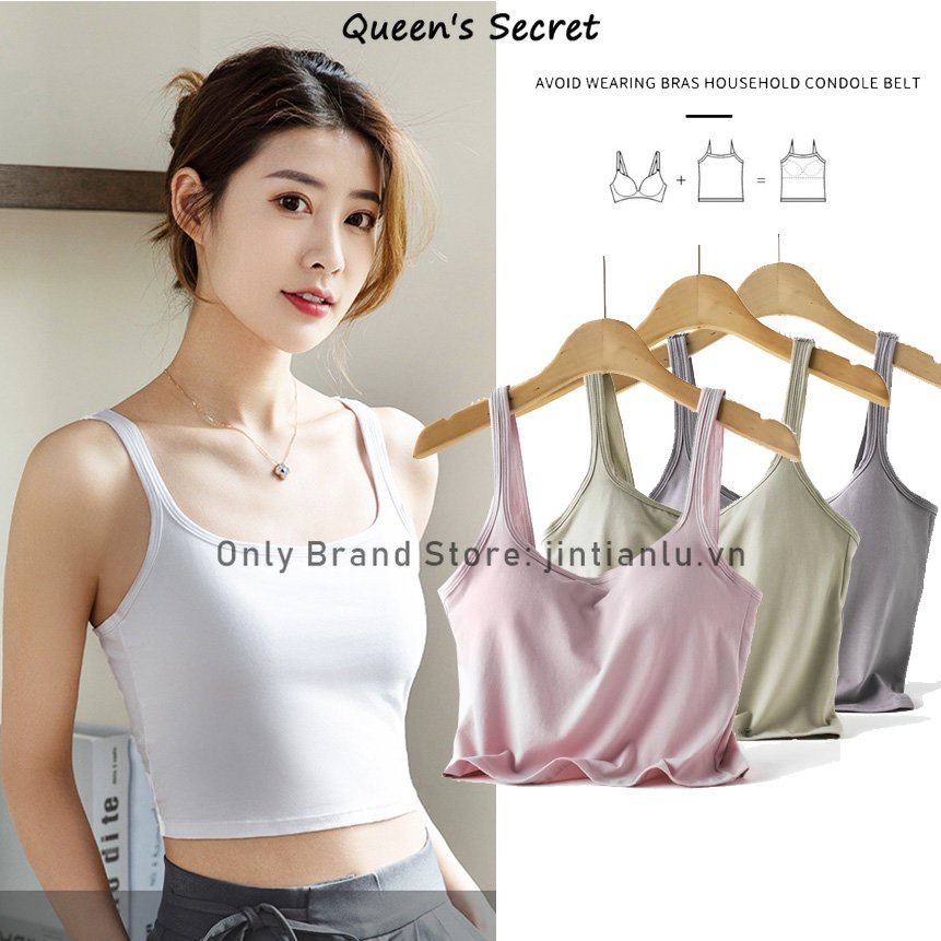 Áo tank top Ngắn Cổ Tròn, Dây Đai cotton Mỏng, Với Đệm Ngực, Quần Legging Thể Thao, Không Tay